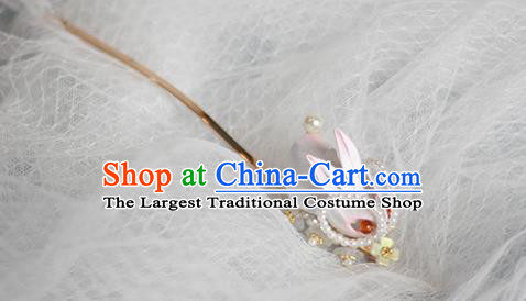 Chinese Ancient Princess Tassel Hair Stick Silk Rabbit Hairpin Traditional Ming Dynasty Hair Accessories