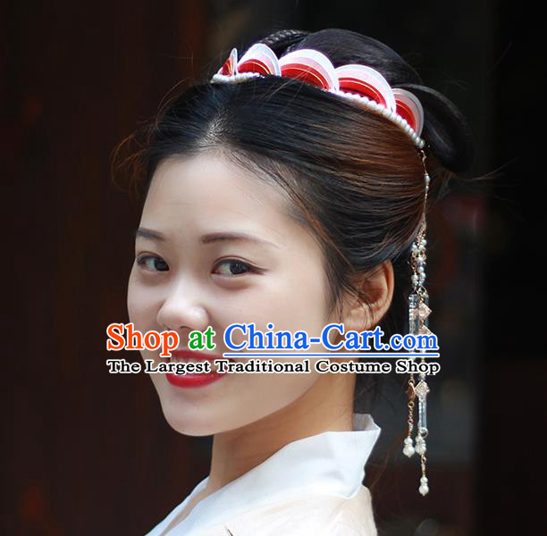 Chinese Ancient Imperial Consort Pearls Hair Crown Silk Hairpin Traditional Song Dynasty Hair Accessories