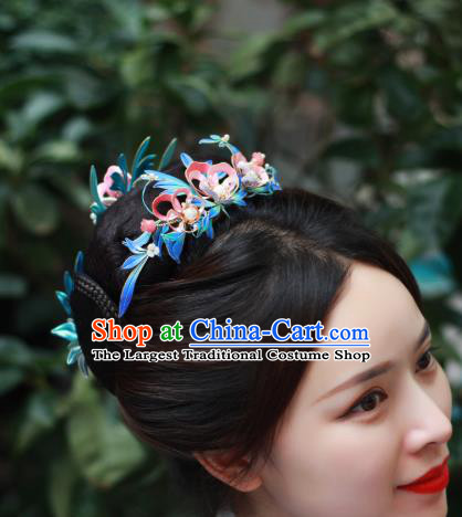 Chinese Traditional Song Dynasty Silk Peony Hair Crown Ancient Court Woman Hairpin
