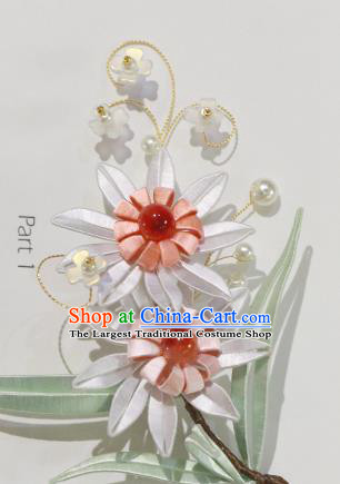 Chinese Ancient Princess Flowers Hairpin Hair Accessories Traditional Silk Chrysanthemum Hair Stick