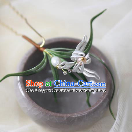 Chinese Handmade Silk Orchid Hair Stick Classical Hair Accessories Traditional Song Dynasty Princess Hairpin