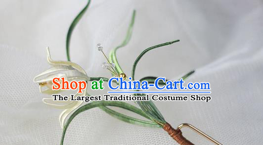 Chinese Handmade Silk Orchid Hair Stick Classical Hair Accessories Traditional Song Dynasty Princess Hairpin