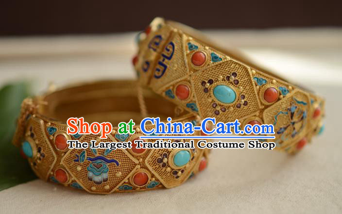 China National Cloisonne Bracelet Jewelry Traditional Handmade Qing Dynasty Filigree Bangle Accessories