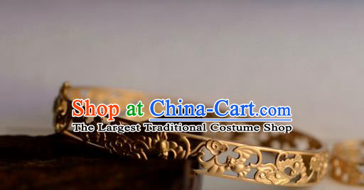 China National Golden Bracelet Jewelry Traditional Handmade Carving Bats Bangle Accessories