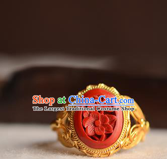 China National Golden Butterfly Ring Jewelry Traditional Handmade Carved Lacquerware Circlet Accessories