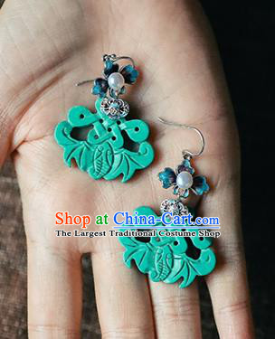 Handmade Chinese Green Bat Eardrop Traditional Ear Jewelry Classical Cheongsam Enamel Earrings Accessories
