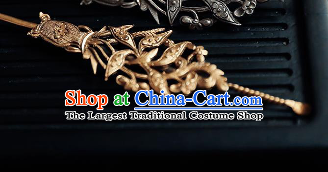 China Handmade Hair Accessories Golden Hair Stick Traditional Hanfu Earpick Hairpin