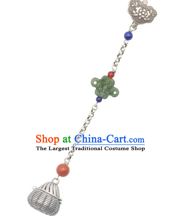 Chinese Cheongsam Jewelry Accessories Handmade National Tassel Breastpin Pendant Classical Silver Sachet Brooch