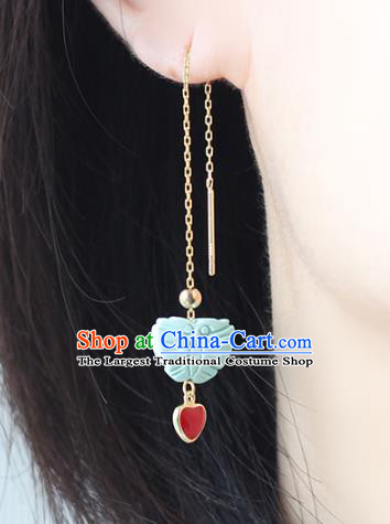 Handmade Chinese Traditional Kallaite Butterfly Eardrop Classical Earrings Accessories Cheongsam Ear Jewelry