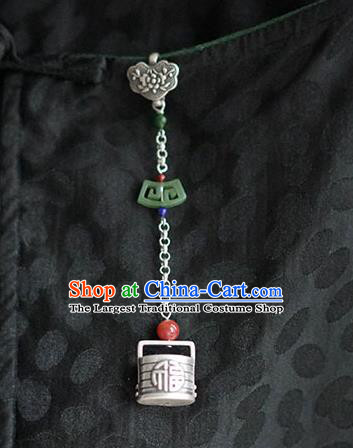 Chinese Classical Silver Brooch Handmade National Jade Breastpin Pendant Cheongsam Jewelry Accessories