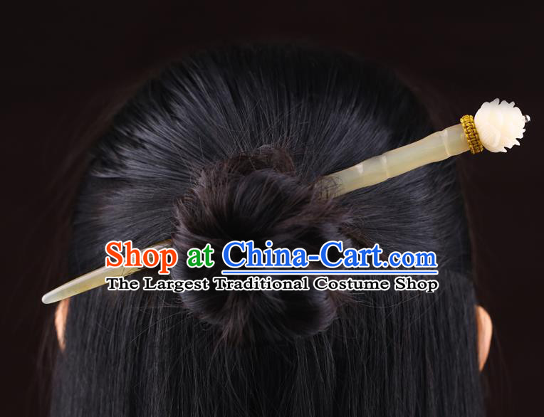 China Handmade Hair Jewelry Accessories National Ox Horn Hairpin Traditional Cheongsam Hair Stick