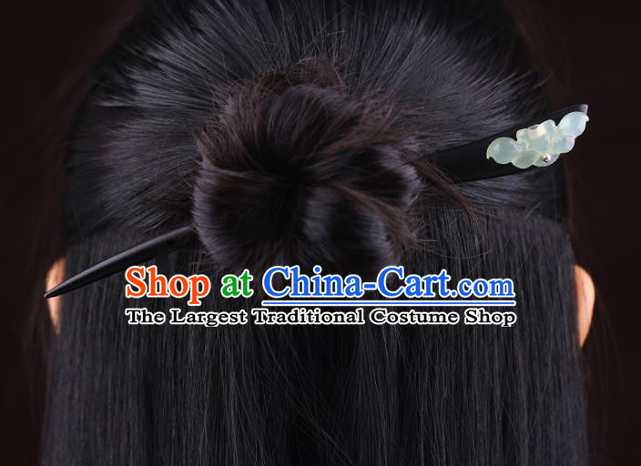 China National Ebony Hairpin Handmade Hair Jewelry Accessories Traditional Cheongsam Jade Lotus Hair Stick