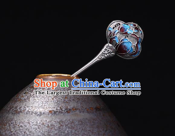 China National Silver Hairpin Handmade Hair Jewelry Accessories Traditional Cheongsam Cloisonne Hair Stick