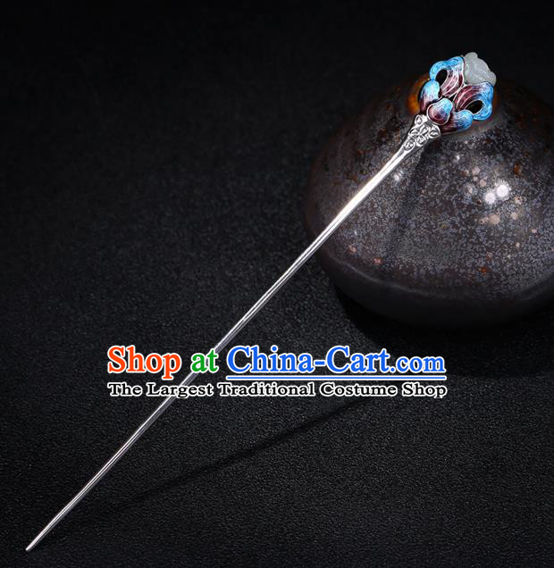 China National Blueing Butterfly Hairpin Handmade Hair Jewelry Accessories Traditional Cheongsam Jade Silver Hair Clip