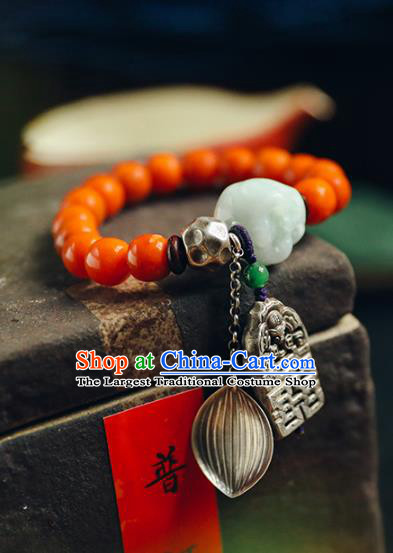 China Traditional Agate Beads Bracelet Accessories Wristlet Classical Jade Bangle Jewelry