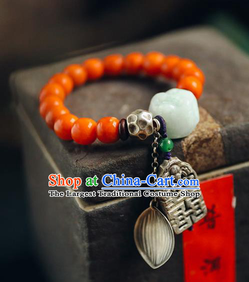 China Traditional Agate Beads Bracelet Accessories Wristlet Classical Jade Bangle Jewelry