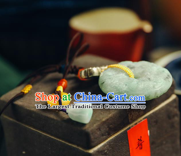 Chinese National Jade Carving Dragon Necklace Classical Cheongsam Jewelry Accessories Handmade Ethnic Silver Bat Necklet