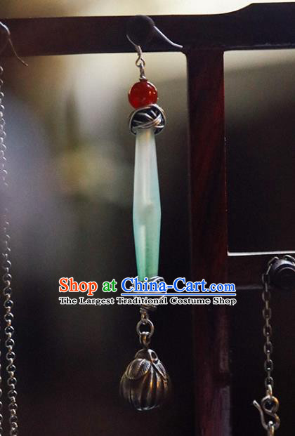 Handmade Chinese Traditional Coloured Glaze Eardrop Classical Cheongsam Earrings Accessories Silver Ear Jewelry