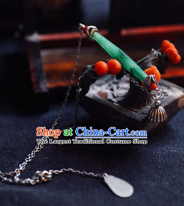 Chinese Handmade Ethnic Necklet National Coloured Glaze Necklace Classical Cheongsam Silver Jewelry Accessories