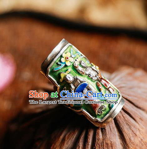 China Traditional Cloisonne Circlet Handmade Jewelry Accessories National Wedding Silver Ring