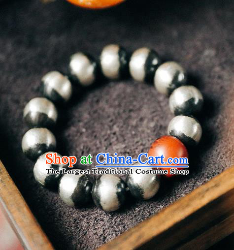 China Traditional Silver Beads Bracelet Accessories Classical Bangle Agate Wristlet Jewelry