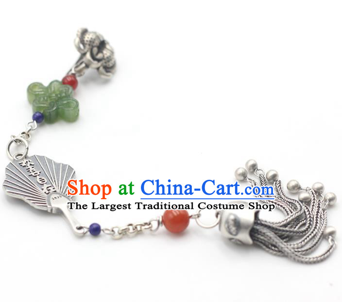 Chinese Classical Silver Tassel Brooch Cheongsam Jewelry Accessories Handmade National Breastpin Pendant