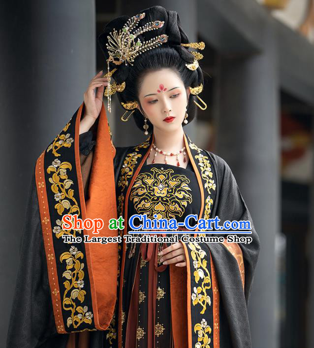 China Traditional Tang Dynasty Imperial Empress Historical Clothing Ancient Court Woman Embroidered Hanfu Dress