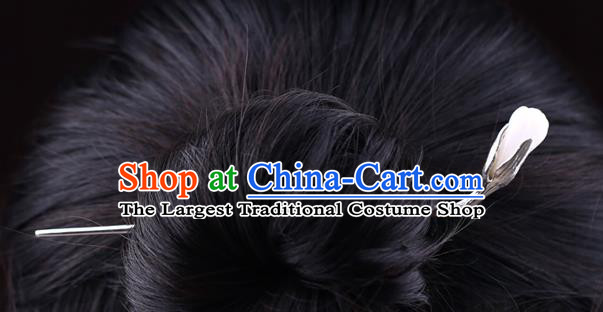 China National Silver Hairpin Handmade Hair Jewelry Accessories Traditional Cheongsam White Jade Mangnolia Hair Stick