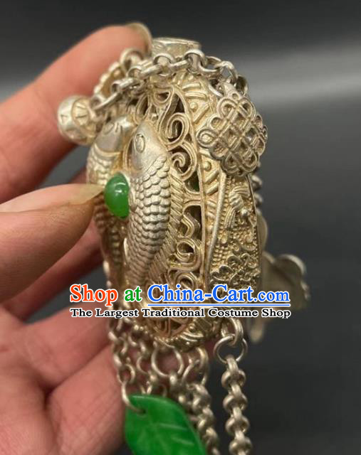 Chinese Handmade National Chrysoprase Sachet Pendant Cheongsam Jewelry Classical Golden Waist Accessories