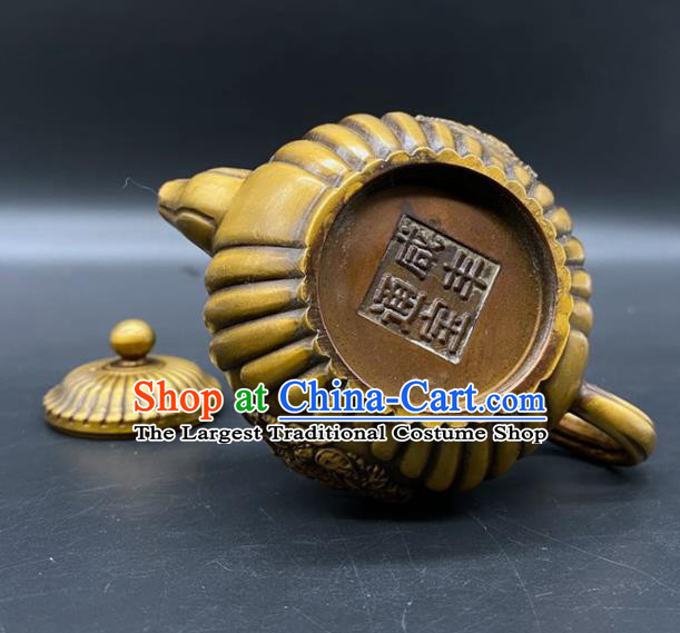 Handmade Chinese Carving Dragon Teapot Ornaments Traditional Brass Craft Teakettle