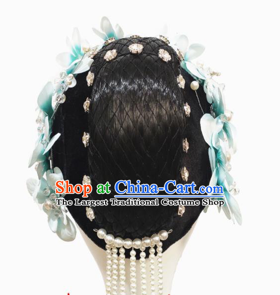 Traditional China Handmade Beijing Opera Wig Chignon Stage Show Hair Accessories Classical Dance Headdress