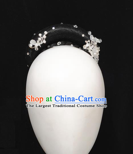Traditional China Handmade Lotus Dance Wig Chignon Stage Show Hair Accessories Fan Dance Headdress