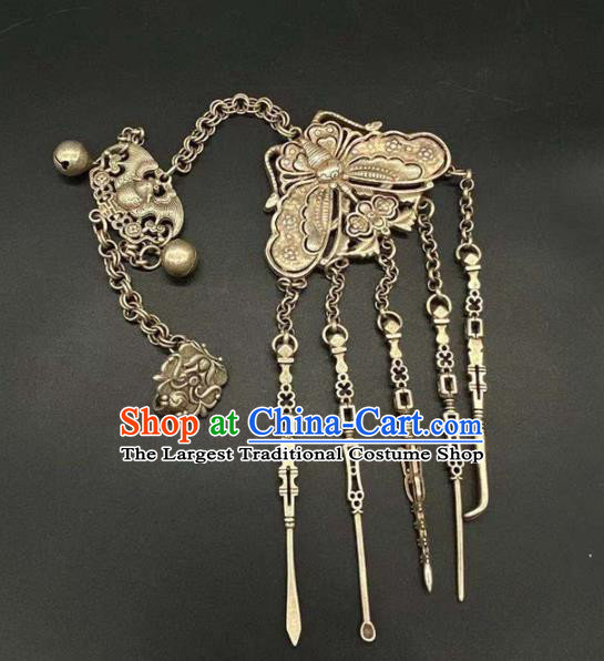 Chinese Handmade National Silver Pendant Jewelry Classical Ethnic Accessories Tassel Brooch