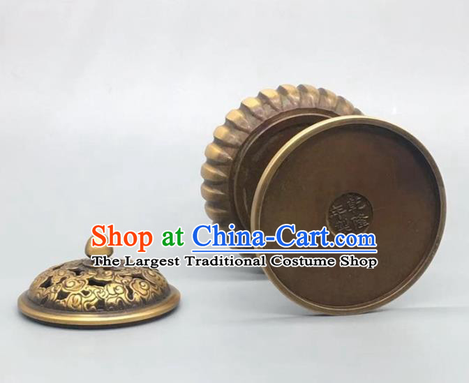 Handmade Chinese Carving Pumpkin Censer Ornaments Traditional Brass Incense Burner Accessories