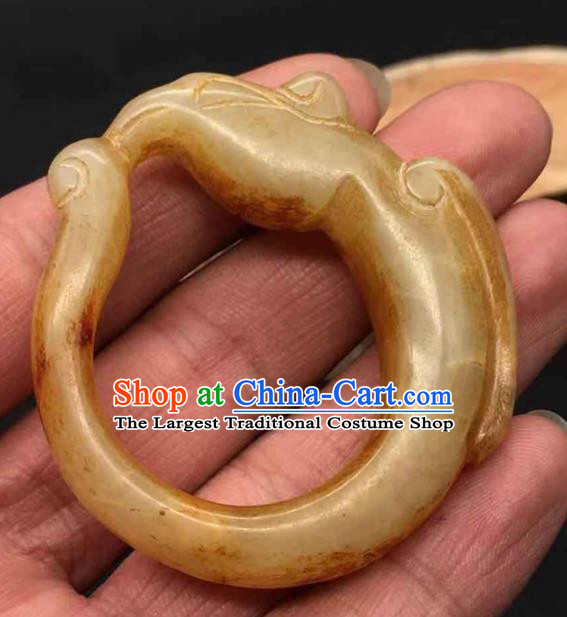 China Traditional Jade Pendant Handmade Carving Dragon Hand Piece