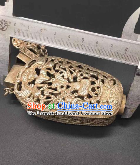 Chinese Handmade National Sachet Pendant Jewelry Classical Ethnic Accessories Carving Gourd Brooch