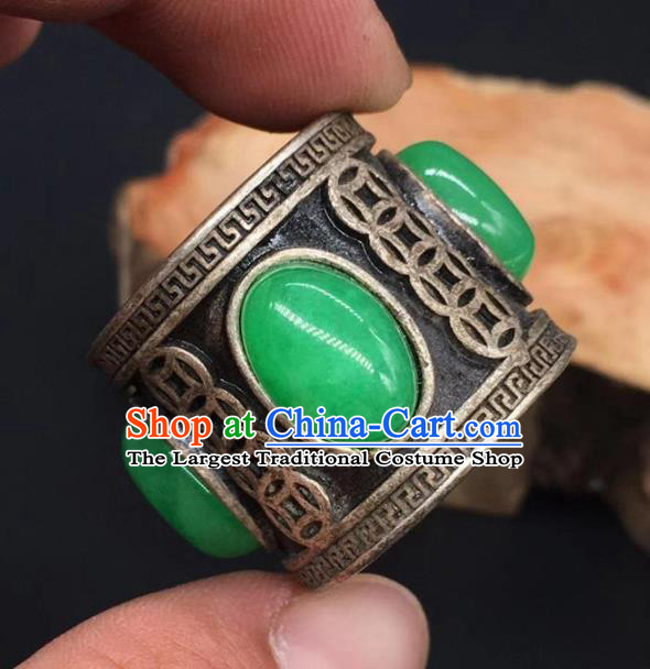 China National Jade Ring Handmade Jewelry Accessories Traditional Silver Circlet Thimble
