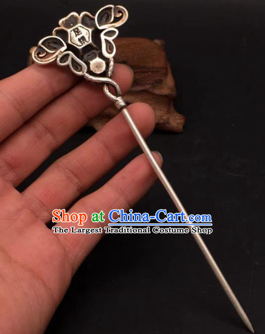 China Traditional Hair Accessories Classical Gems Hairpin Handmade Silver Hair Stick