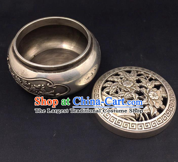 Handmade Chinese Carving Plum Blossom Censer Ornaments Traditional Brass Incense Burner Cupronickel Accessories