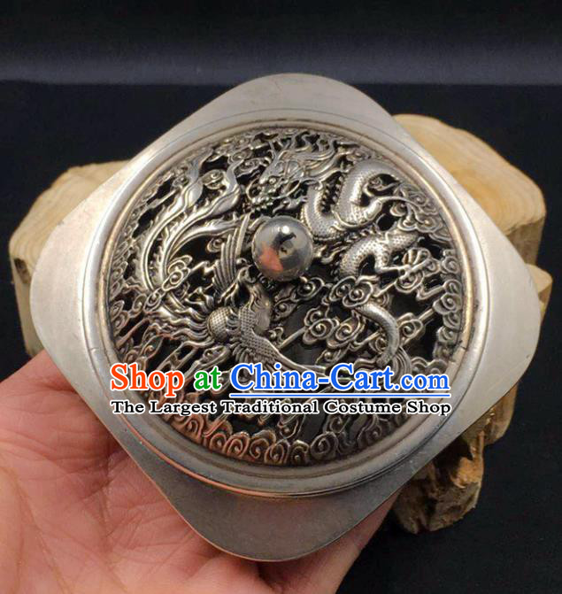 Handmade Chinese Traditional Brass Incense Burner Cupronickel Accessories Carving Dragon Phoenix Censer Ornaments