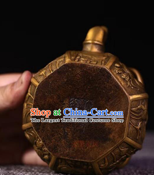 Handmade Chinese Carving Mandarin Duck Teapot Ornaments Traditional Brass Accessories Tea Kettle
