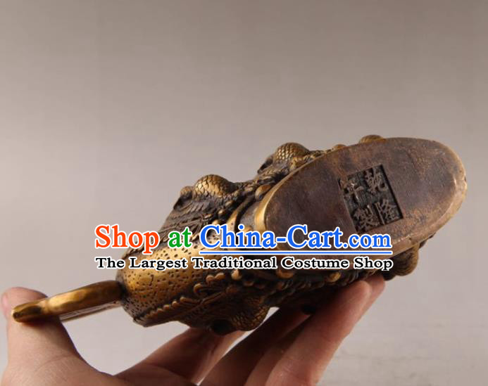 Handmade Chinese Carving Phoenix Wine Pot Ornaments Traditional Brass Accessories Flagon