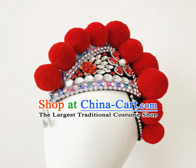 China Folk Dance Hair Accessories Traditional Yi Ethnic Red Cockscomb Hat