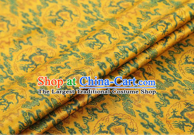 Chinese Royal Dragon Pattern Yellow Song Brocade Gambiered Guangdong Gauze Traditional Cheongsam Silk Fabric