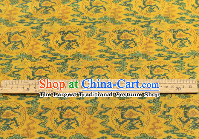 Chinese Royal Dragon Pattern Yellow Song Brocade Gambiered Guangdong Gauze Traditional Cheongsam Silk Fabric