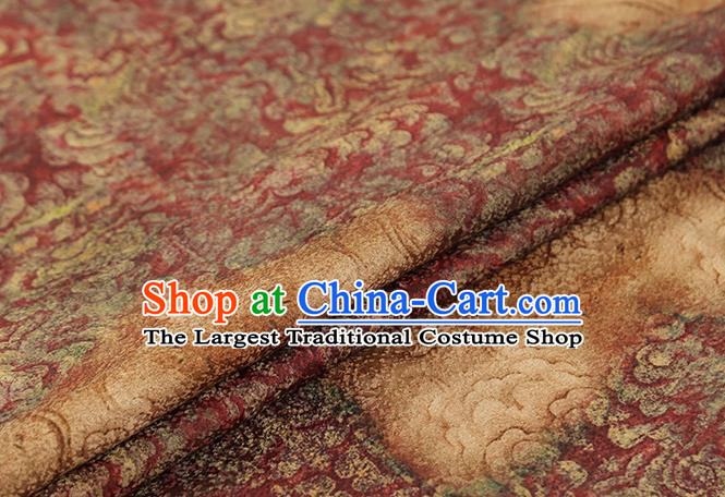 Chinese Royal Clouds Pattern Dark Red Brocade Traditional Cheongsam Silk Fabric Gambiered Guangdong Gauze