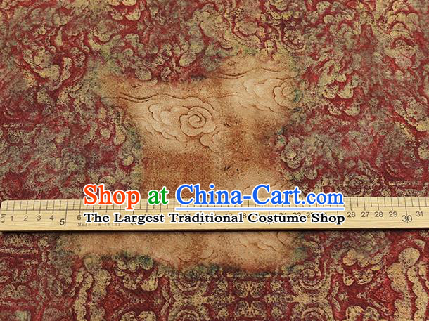 Chinese Royal Clouds Pattern Dark Red Brocade Traditional Cheongsam Silk Fabric Gambiered Guangdong Gauze