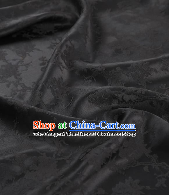 Chinese Jacquard Black Gambiered Guangdong Gauze Traditional Cheongsam Silk Fabric Royal Peony Pattern Brocade Drapery