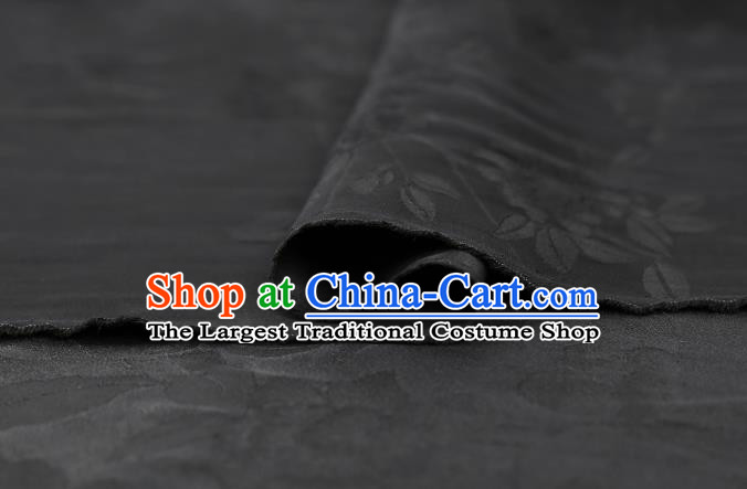 Chinese Traditional Jacquard Black Silk Fabric Gambiered Guangdong Gauze Royal Peony Pattern Cheongsam Cloth Drapery
