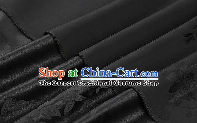 Chinese Traditional Jacquard Black Silk Fabric Gambiered Guangdong Gauze Royal Peony Pattern Cheongsam Cloth Drapery